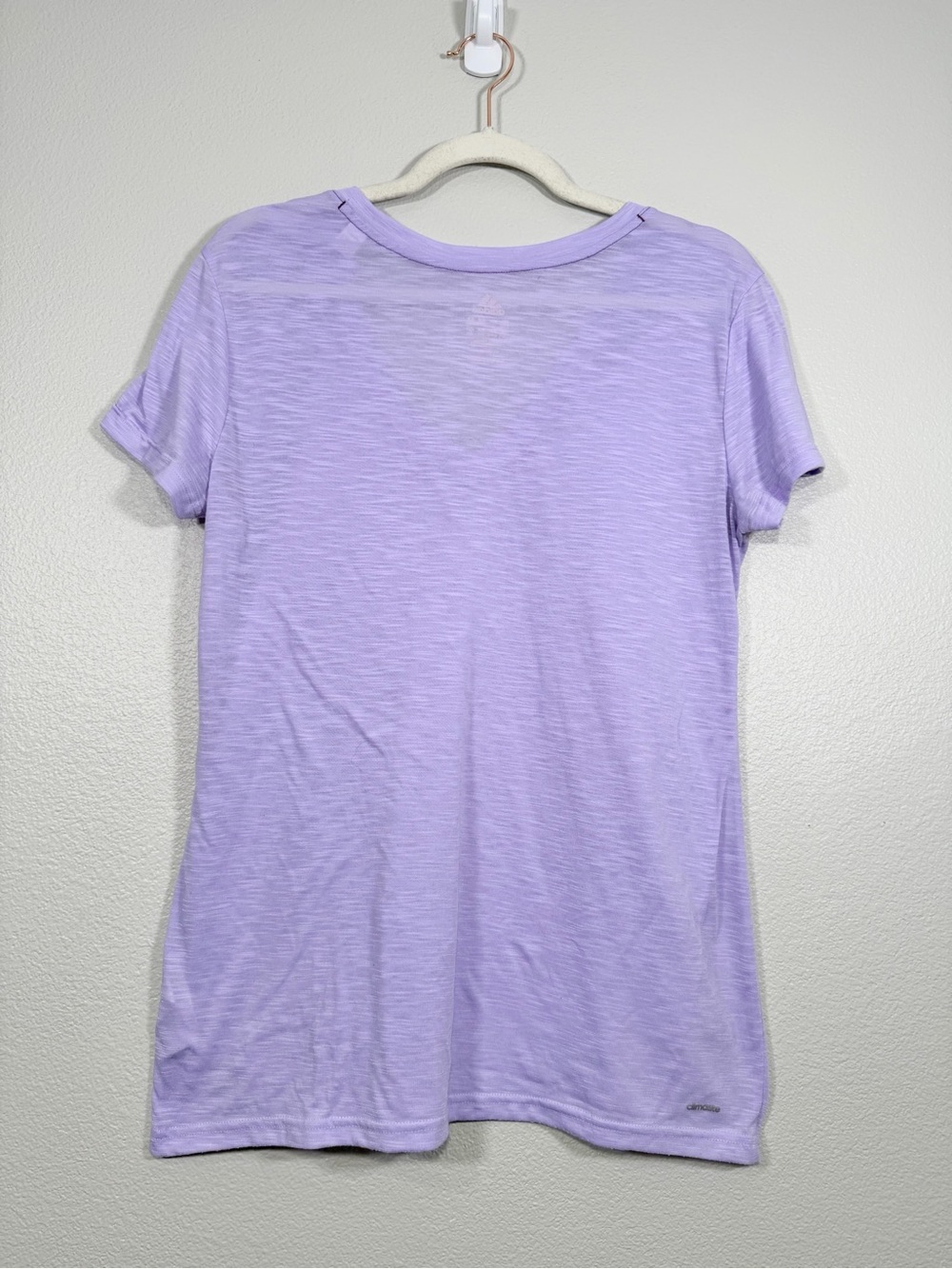 adidas Shirt Short Sleeve Sheer Athletic Top Lavender Purple V-Neck Tee Women M - Picture 6 of 7
